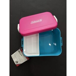 New Coleman Bento Lunch Box Container Pink Blue Divided Tray Compartment Travel